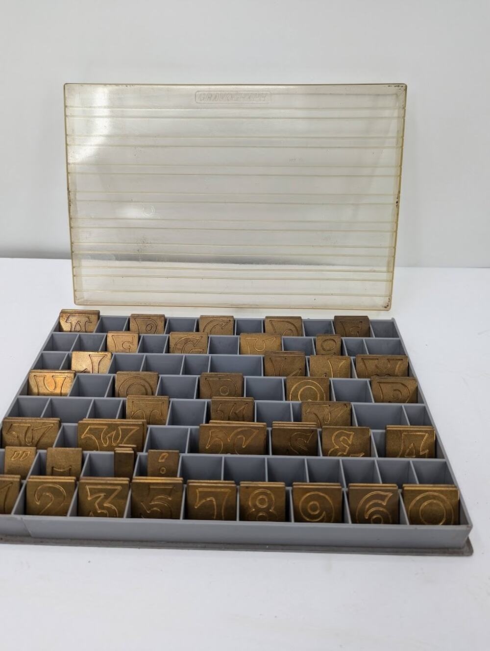 Gravograph Miscellaneous BRASS funky letters Typeset Printer 1 1/4" tall 2.4 LBS